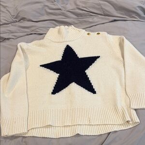 Women's Cream Sweater with Blue Star